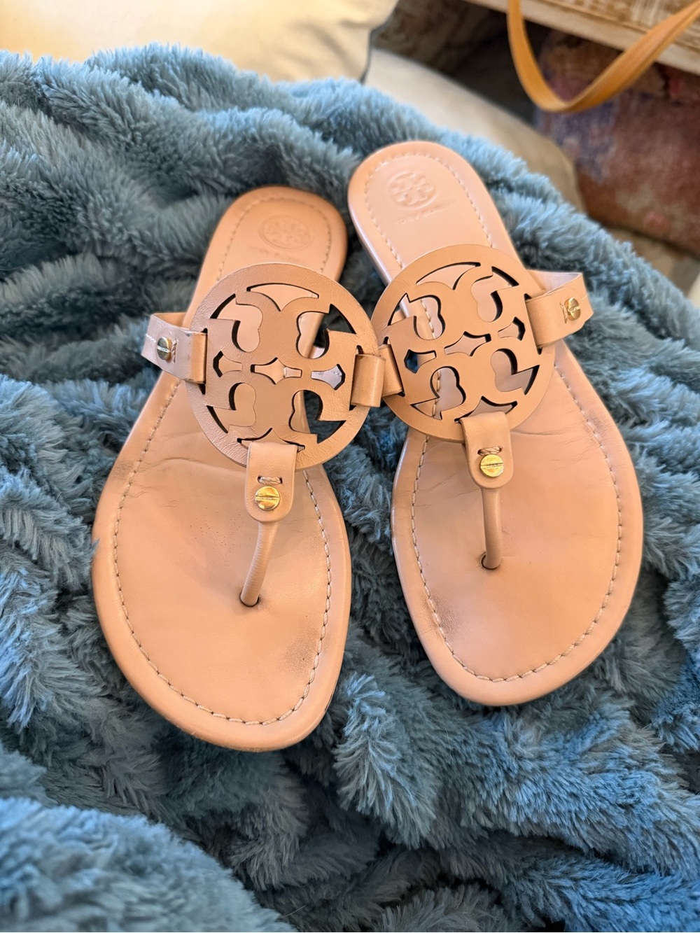 Tory Burch Leather Logo Thong Sandals